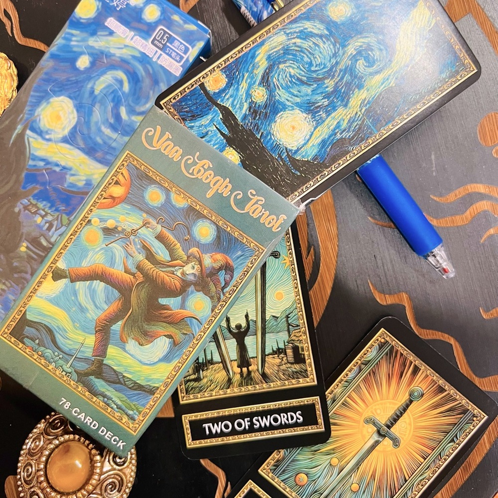 New! Van Gough Art Tarot Card Deck With Set of 4 Artwork Pens